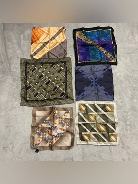 Men’s Pocket Squares Handkerchiefs Lot of 6 Silk